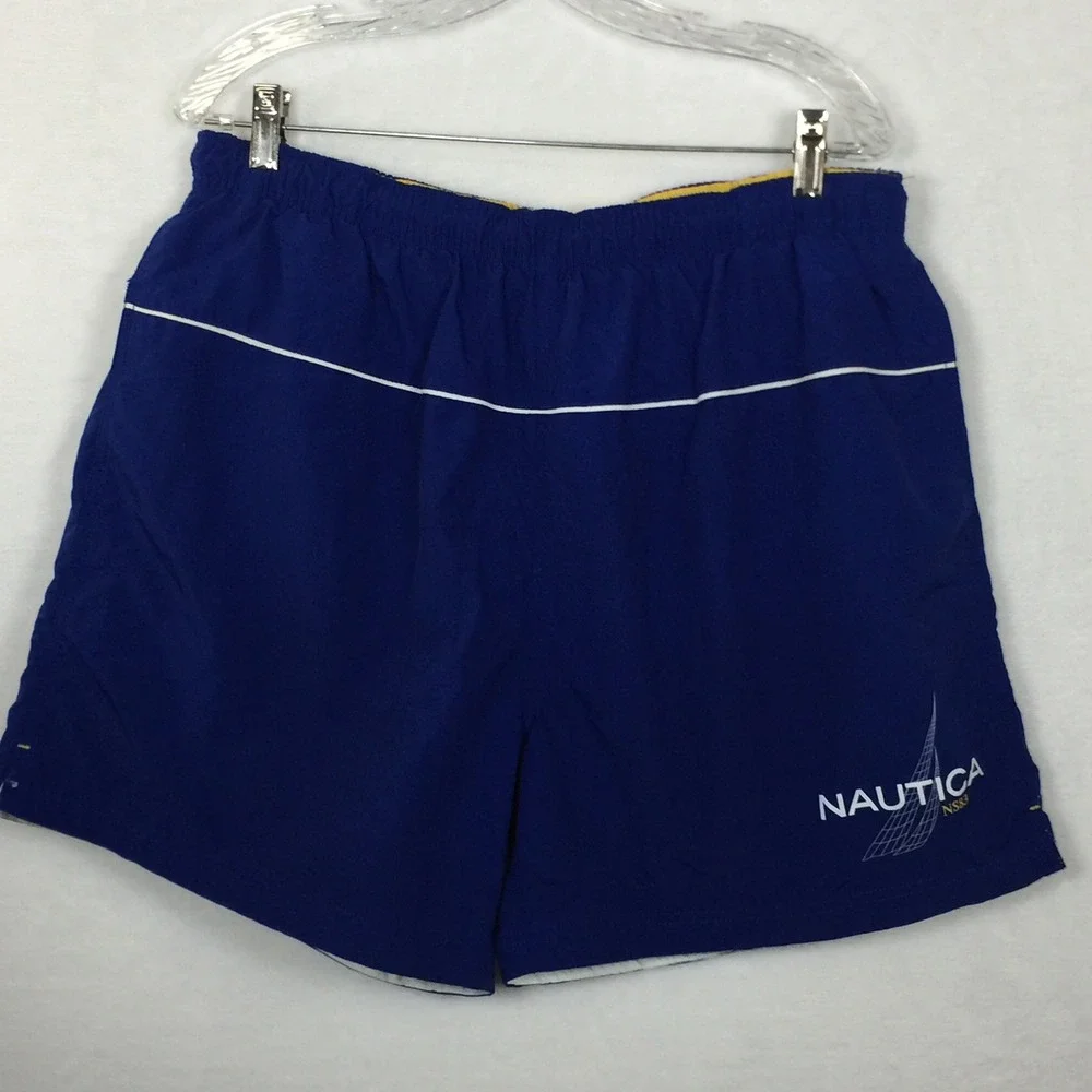 Nautica  Mens XL Blue Swim Trunks Shorts Elastic Waist Casual Lake River Beach‎